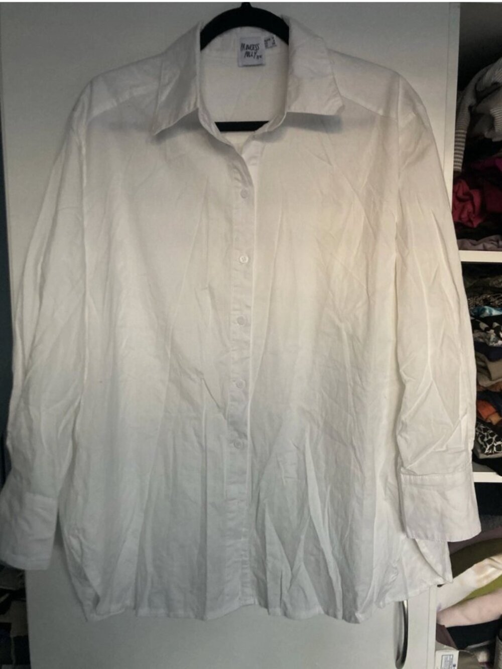 Princess Polly Arden Oversized Button-Up Shirt White Long Sleeves Us 6 M/ L